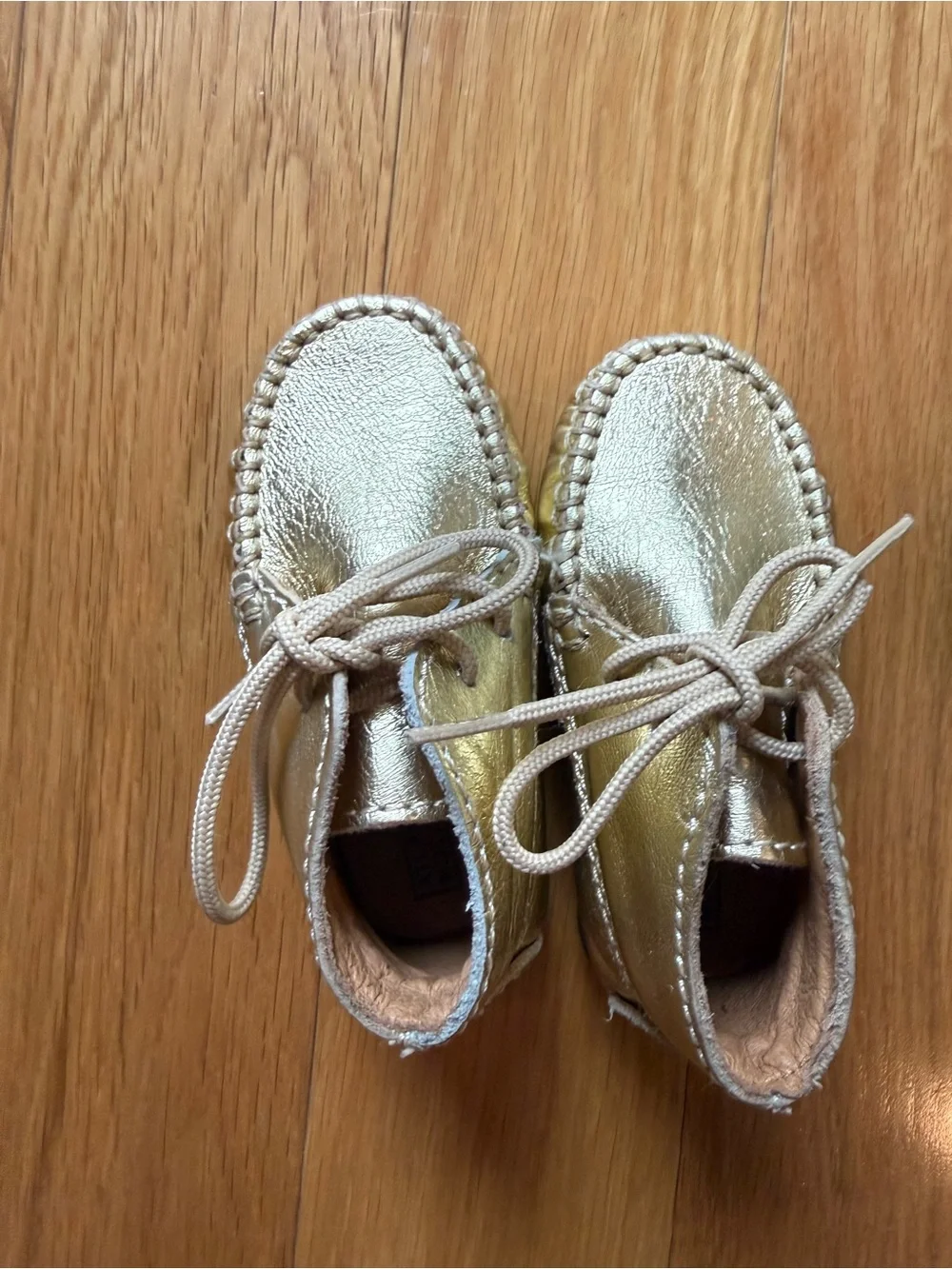 Atlanta Mocassin Gold Metallic Leather Baby Mocs